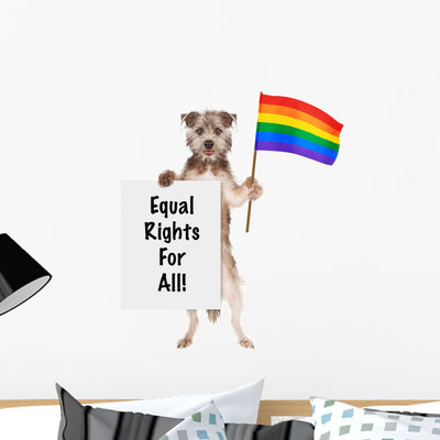 Dog Supporting Gay Rights Wall Decal shown on a wall