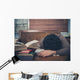 Tired Student Surrounded Books Wall Decal