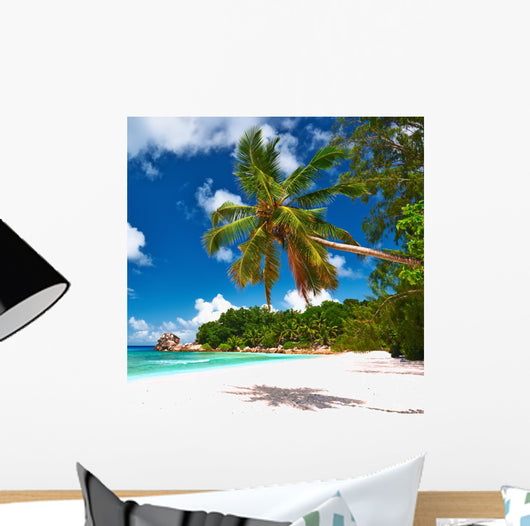 Beautiful Beach with Palm Wall Decal