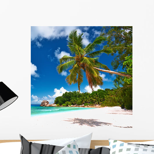Beautiful Beach with Palm Wall Decal