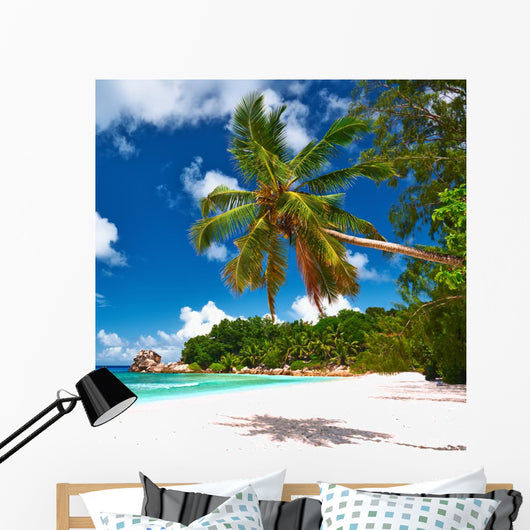 Beautiful Beach with Palm Wall Decal