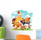 Barnyard Cow and Chickens Wall Decal