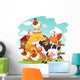 Barnyard Cow and Chickens Wall Decal