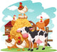 Barnyard Cow and Chickens Wall Decal
