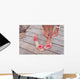Girl Putting Coral Sandals Wall Decal
