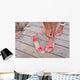 Girl Putting Coral Sandals Wall Decal