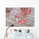 Girl Putting Coral Sandals Wall Decal