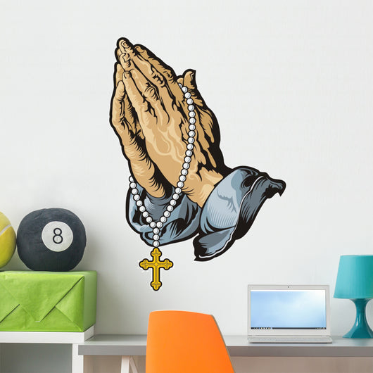 Praying Hands with Rosary Wall Decal Design 2