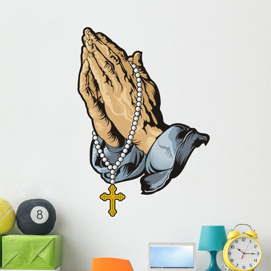 Praying Hands with Rosary Wall Decal Design 2