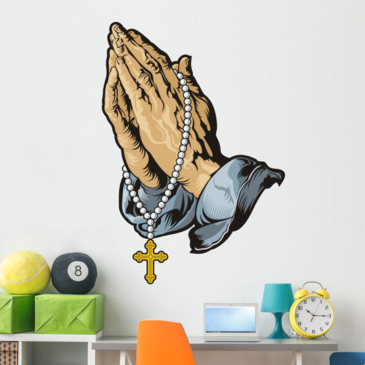 Praying Hands with Rosary Wall Decal Design 2