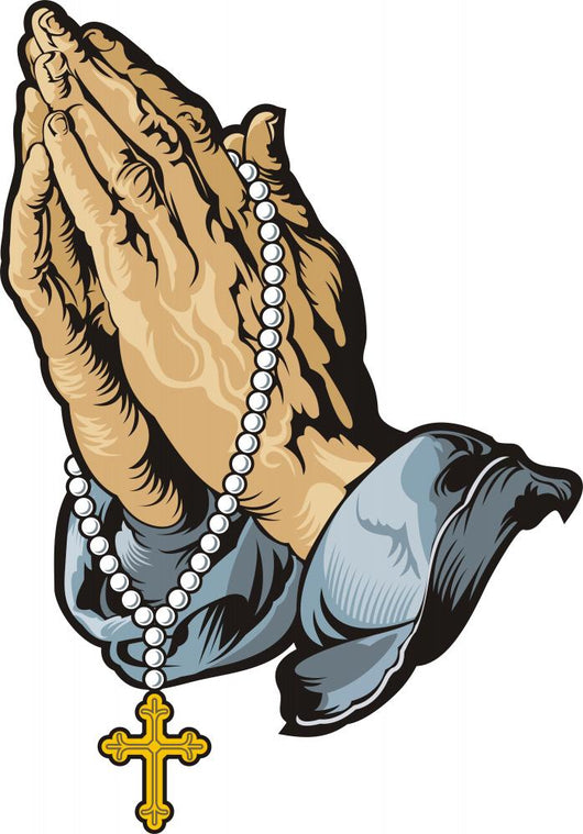 Praying Hands with Rosary Wall Decal Design 2