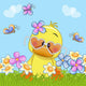 Duck with Flowers Wall Decal