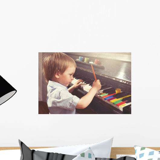 Young Boy Painting Piano Wall Decal