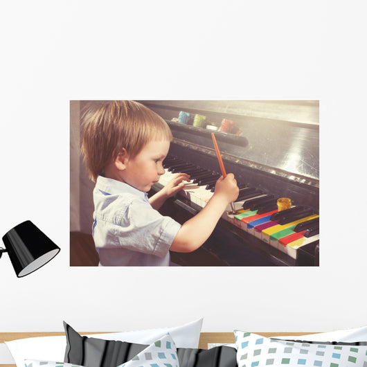 Young Boy Painting Piano Wall Decal