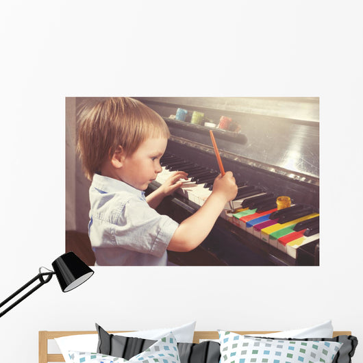 Young Boy Painting Piano Wall Decal