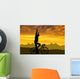 Silhouette Cyclist Riding Road Wall Decal