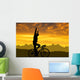 Silhouette Cyclist Riding Road Wall Decal