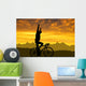 Silhouette Cyclist Riding Road Wall Decal