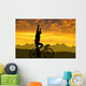 Silhouette Cyclist Riding Road Wall Decal