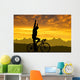 Silhouette Cyclist Riding Road Wall Decal