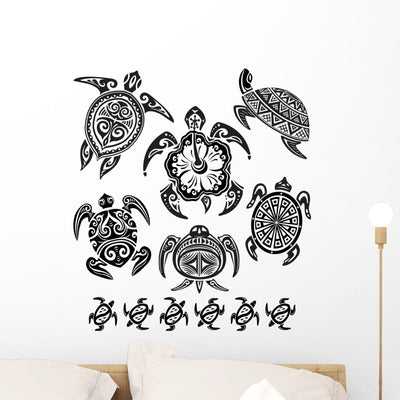 Decorative Turtles Wall Stickers Wall Decal shown on a wall