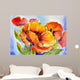 Watercolor Painting Bouquet Poppies Wall Decal