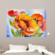 Watercolor Painting Bouquet Poppies Wall Decal