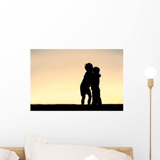 Silhouette Two Young Children Wall Decal