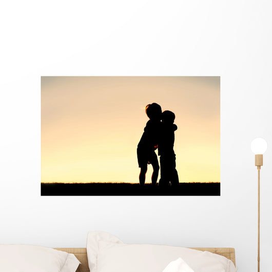 Silhouette Two Young Children Wall Decal