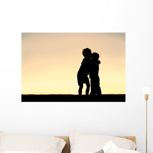 Silhouette Two Young Children Wall Decal