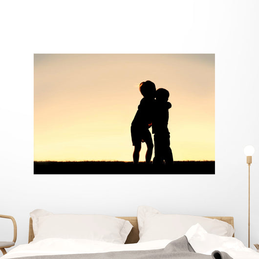 Silhouette Two Young Children Wall Decal