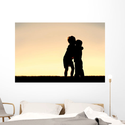 Silhouette Two Young Children Wall Decal