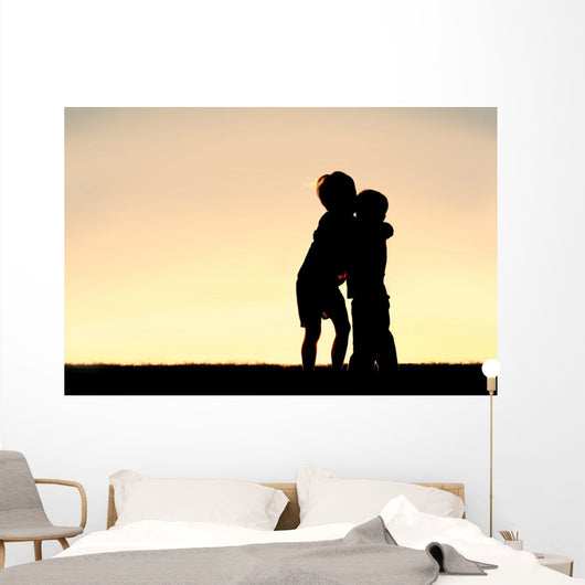 Silhouette Two Young Children Wall Decal