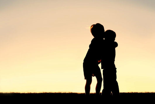 Silhouette Two Young Children Wall Decal