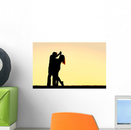 Silhouette Happy Young Couple Wall Decal Design 2