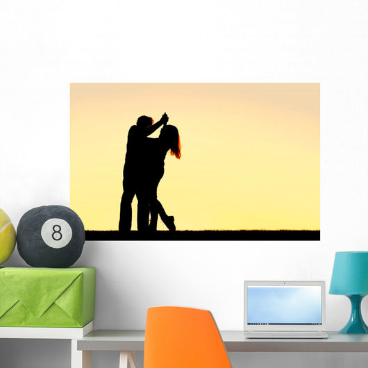 Silhouette Happy Young Couple Wall Decal Design 2