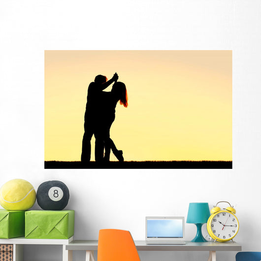 Silhouette Happy Young Couple Wall Decal Design 2