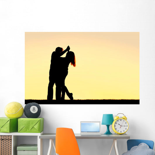 Silhouette Happy Young Couple Wall Decal Design 2
