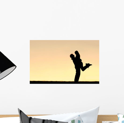 Silhouette Happy Young Couple Wall Decal Design 1