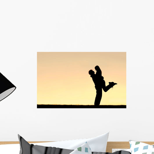 Silhouette Happy Young Couple Wall Decal Design 1