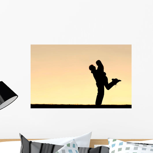 Silhouette Happy Young Couple Wall Decal Design 1