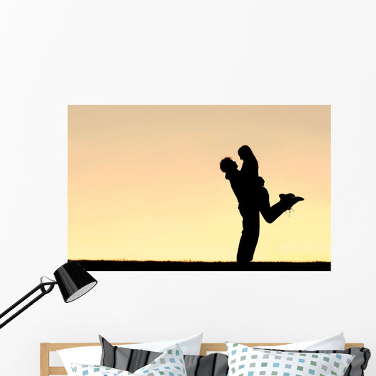 Silhouette Happy Young Couple Wall Decal Design 1