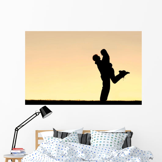 Silhouette Happy Young Couple Wall Decal Design 1