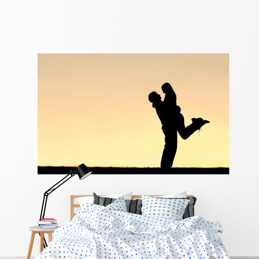 Silhouette Happy Young Couple Wall Decal Design 1