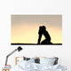 Silhouette Young Mother Hugging Wall Decal