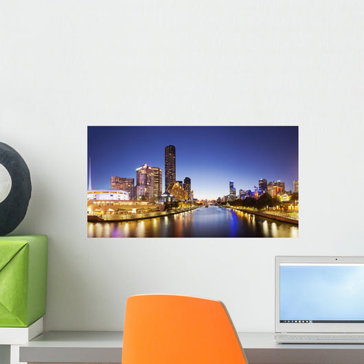 Panorama Downtown Melbourne Night Wall Decal