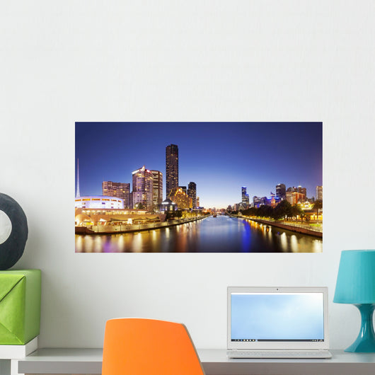 Panorama Downtown Melbourne Night Wall Decal