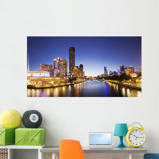 Panorama Downtown Melbourne Night Wall Decal
