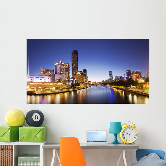 Panorama Downtown Melbourne Night Wall Decal