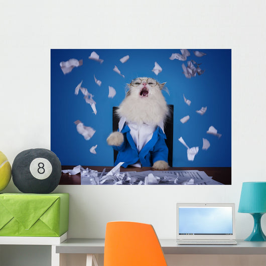 Cat Manager Suit Sitting Wall Decal